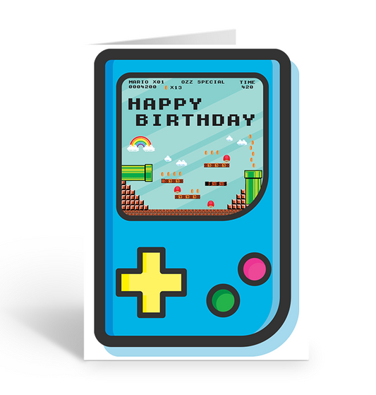 Retro Gamer Happy Birthday Mario Greeting Card