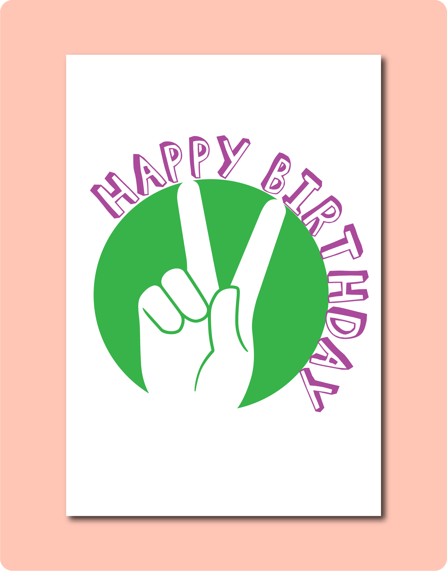  Happy Birthday Peace Sign on Green and Purple Australia Nature Greeting Card