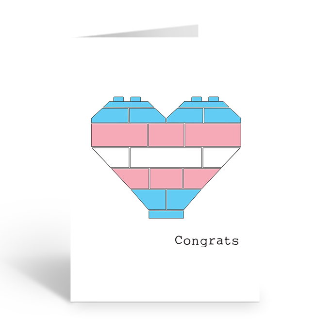 Trans brick heart congrats greeting card