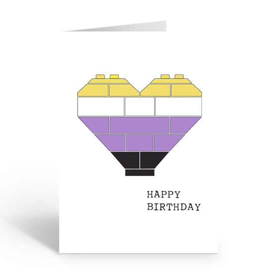 Non-Binary Brick Heart Birthday Greeting Card