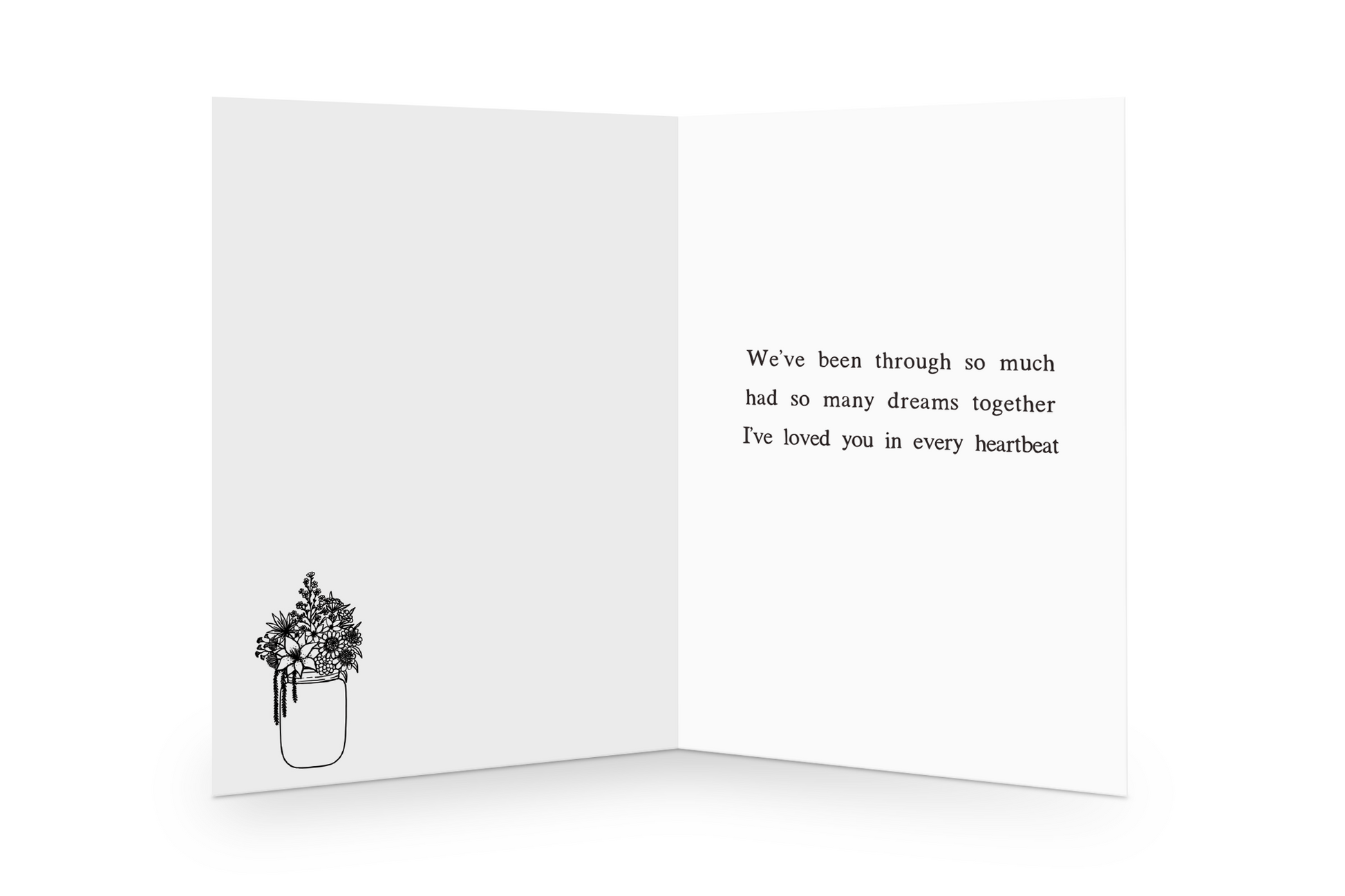 Love poem inside greeting card