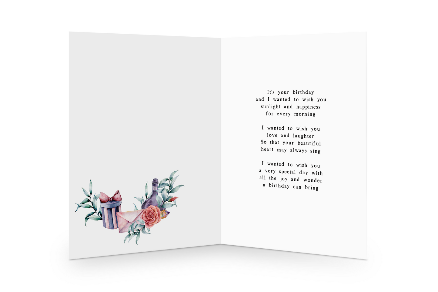 Birthday Poem inside greeting card by author Courtney Peppernell