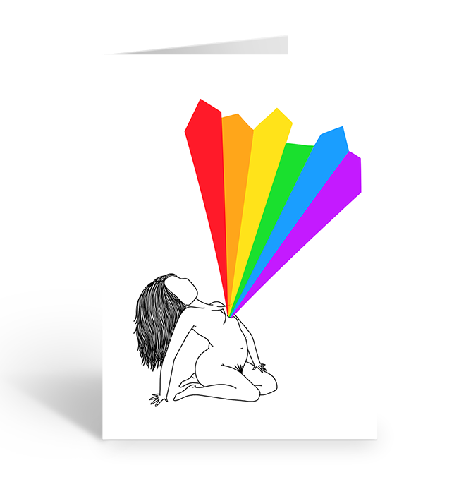 Rainbow heart vibes greeting card