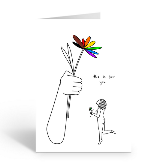 This is for you greeting card with people of colour flower.