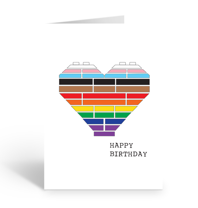 Progress Pride Brick Heart Happy Birthday Greeting Card
