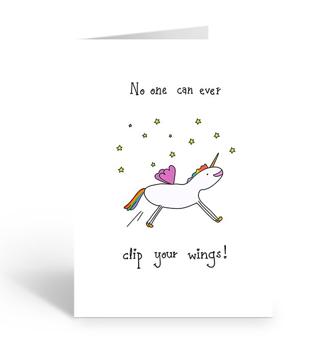 No one can ever clip your wings greeting card