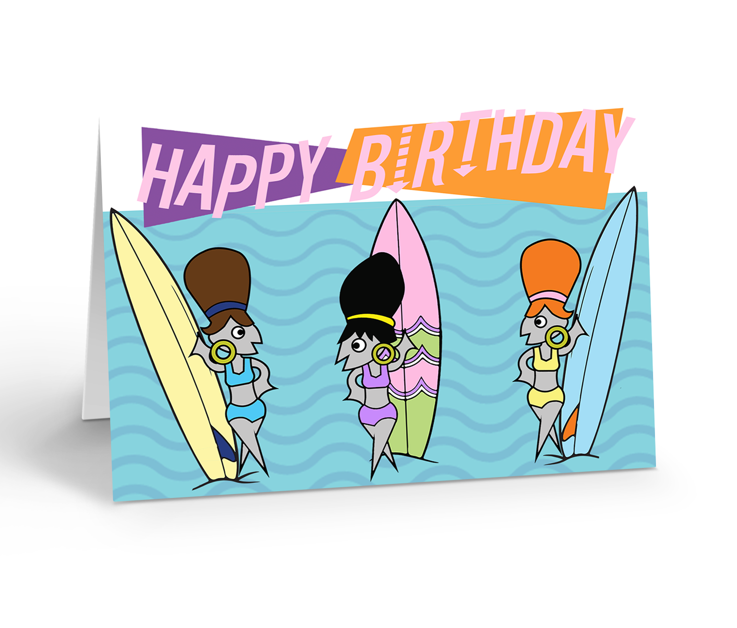 Happy Birthday Surfer Girls Greeting Card