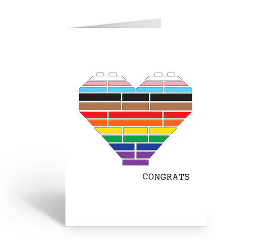 Progress Pride Flag Brick Heart Congrats Greeting Card