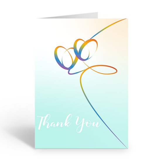 Thank you rainbow love hearts greeting card