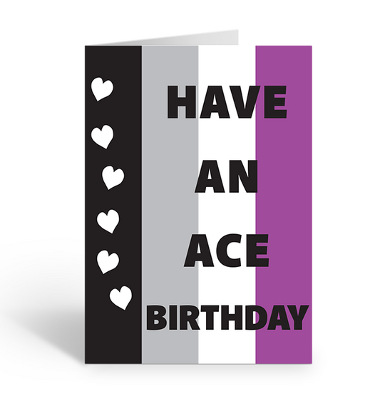 Have An Ace Birthday with the Asexual Pride Flag and Love hearts Greeting Card