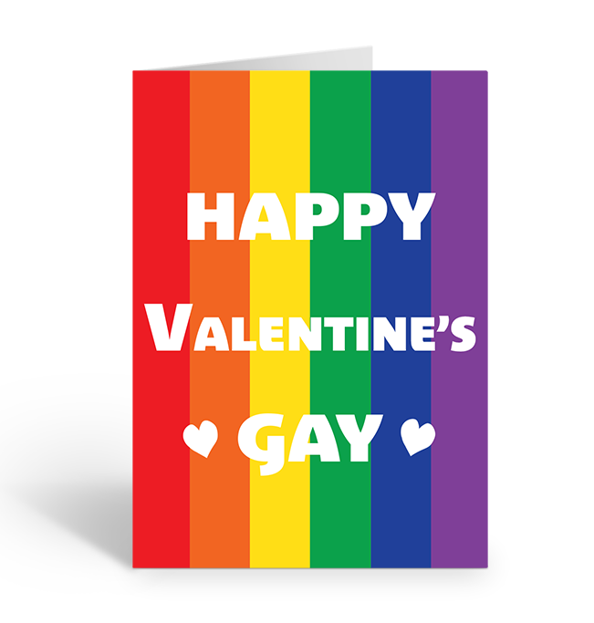 Happy Valentine's Gay Greeting Card on Rainbow Pride Flag