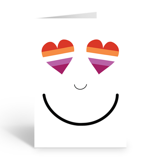 Lesbian Heart Eyes with Smile Greeting Card