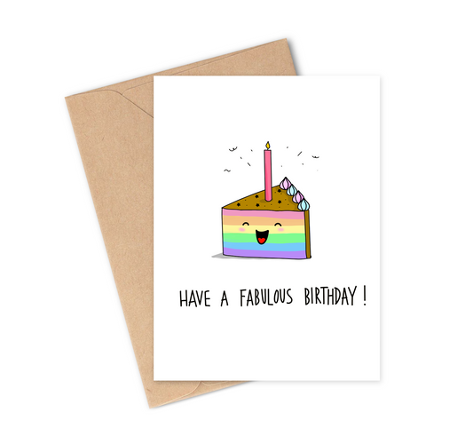 Have a fabulous rainbow birthday cake greeting card