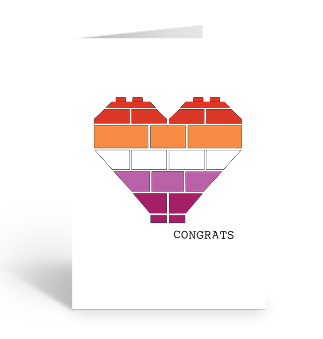 Lesbian Congrats Brick Heart Greeting Card