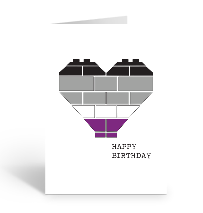 Asexual Birthday Brick Heart Greeting Card