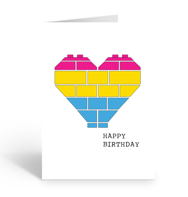 Pansexual Birthday Brick Heart Greeting Card