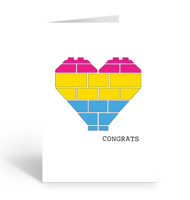 Pansexual Congrats Brick Heart Greeting Card