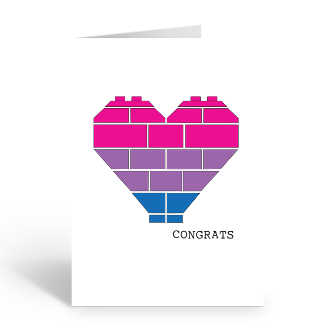 Bisexual Congrats Brick Heart Greeting Card