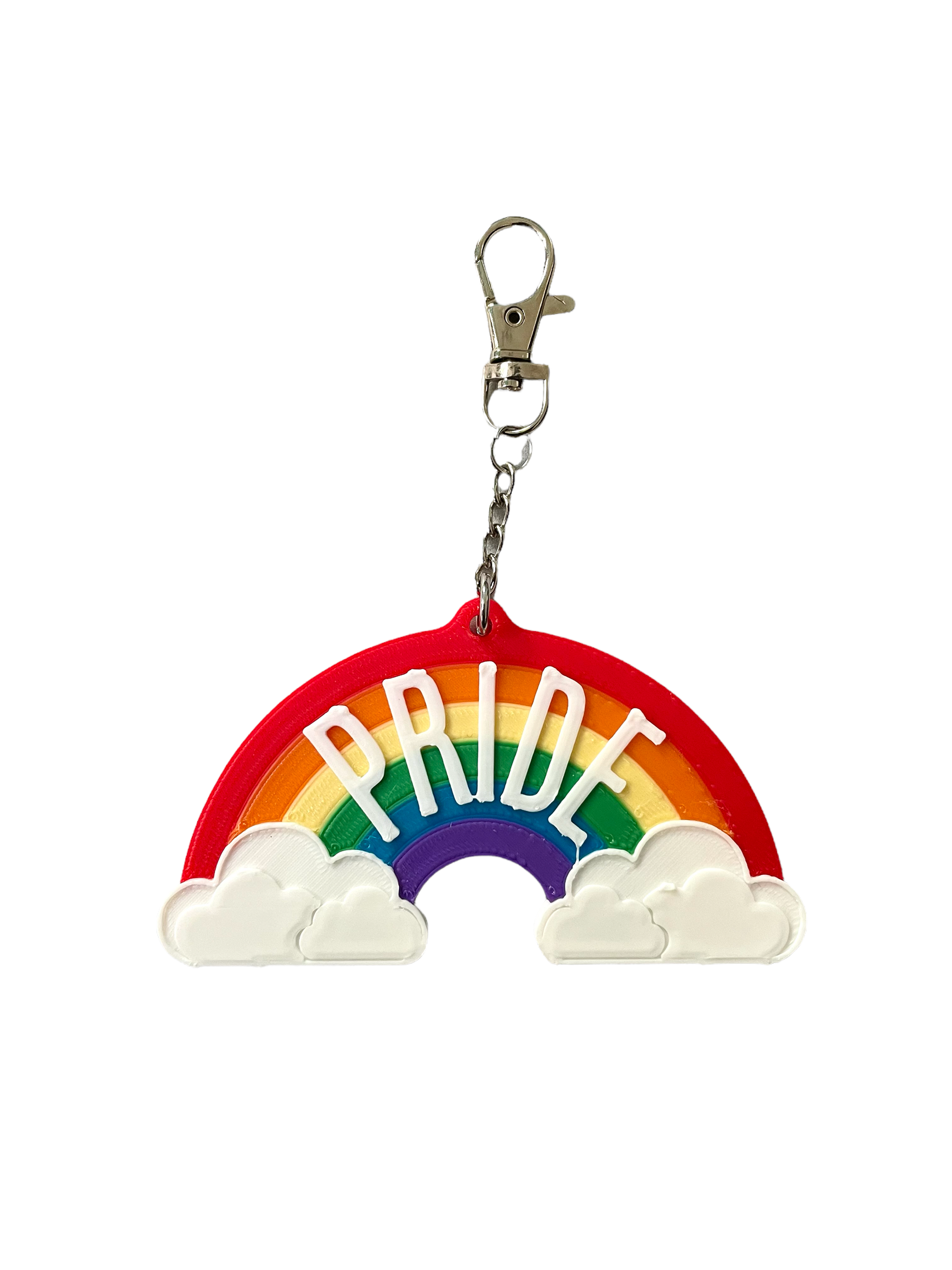 3D Pride Rainbow Arc with Clouds Key Chain