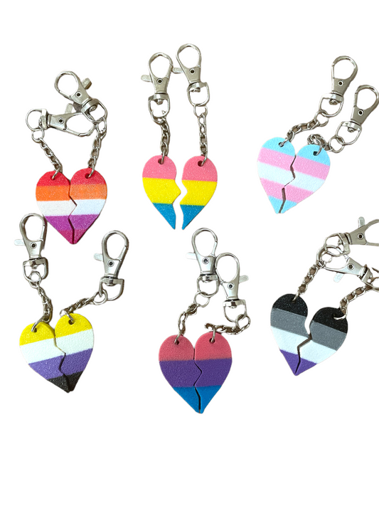 3D BFF Lesbian, Trans, Pansexual, Bisexual, Non-Binary & Asexual Key Chains