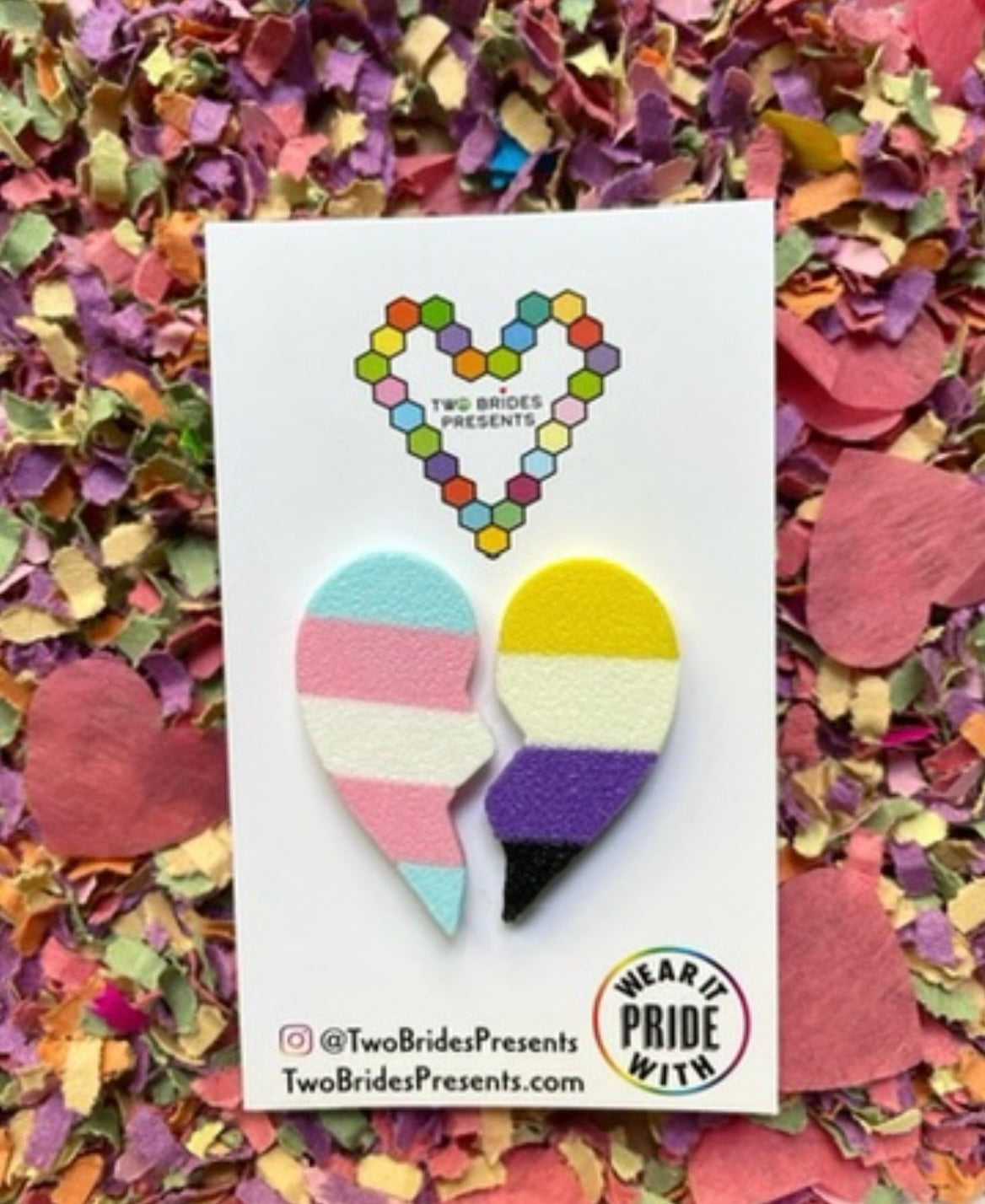 BFF 3D Trans and Non-Binary Heart Pins