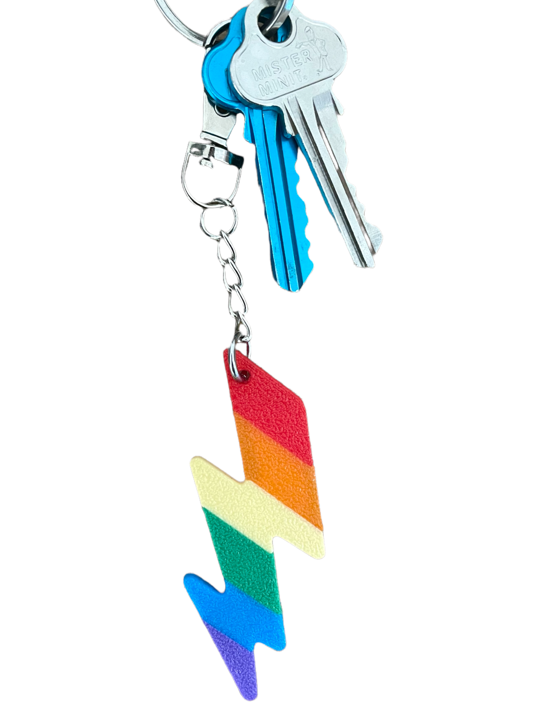 3D Rainbow Lightning Bolt LGBTQ+ Key Chain